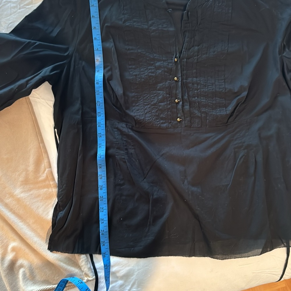 Hillard & Hanson Black Ruffle Front Tie Back Tunic - Picture 3 of 3